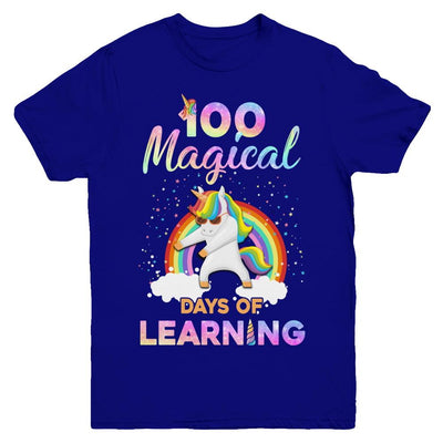 100 Magical Days of Learning Flossing Unicorn Youth-Youth Shirt-Youth T-Shirt-Navy