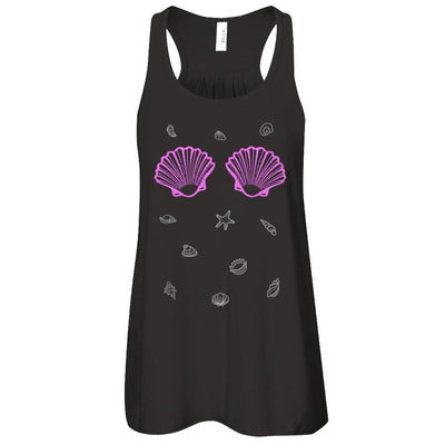 Mermaid Shell Sea Shell Bra Top-T-Shirt & Tank Top-Women's Flowy Racerback Tank-Black