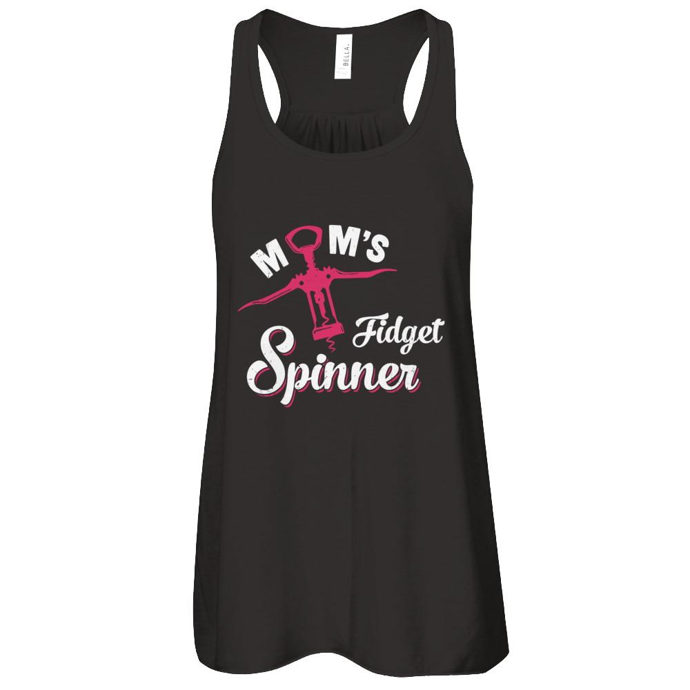 Mom's Fidget Spinner Wine Lover-T-Shirt & Tank Top-Women's Flowy Racerback Tank-Black