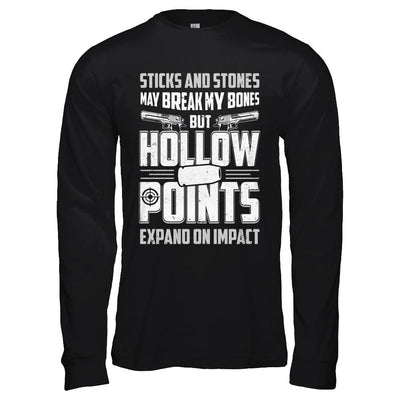 Gun Sticks And Stones Hollow Points-T-Shirt & Hoodie-Long Sleeve T-Shirt-Black
