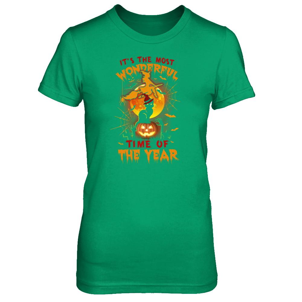 Halloween Cat It's The Most Wonderful Time Of The Year Witches-T-Shirt & Tank Top-Women's T-Shirt-Irish Green