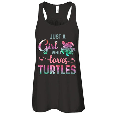 Just A Girl Who Loves Turtles Turtle Lover-T-Shirt & Tank Top-Women's Flowy Racerback Tank-Black