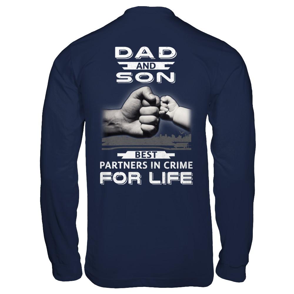Dad And Son Best Partners In Crime For Life-T-Shirt & Hoodie-Long Sleeve T-Shirt-Navy