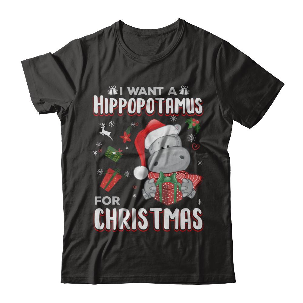 I Want A Hippopotamus For Christmas Hippo-T-Shirt & Sweatshirt-Premium T-Shirt-Black