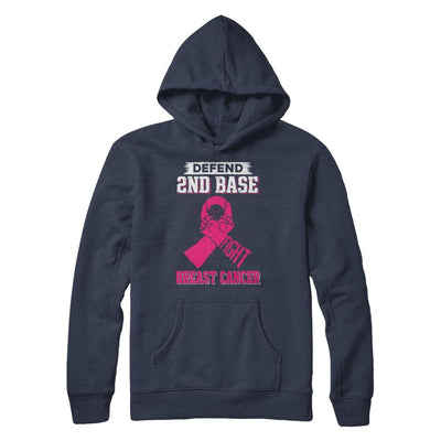 Defend 2nd Base Fight Breast Cancer Awareness-T-Shirt & Hoodie-Pullover Hoodie-Navy