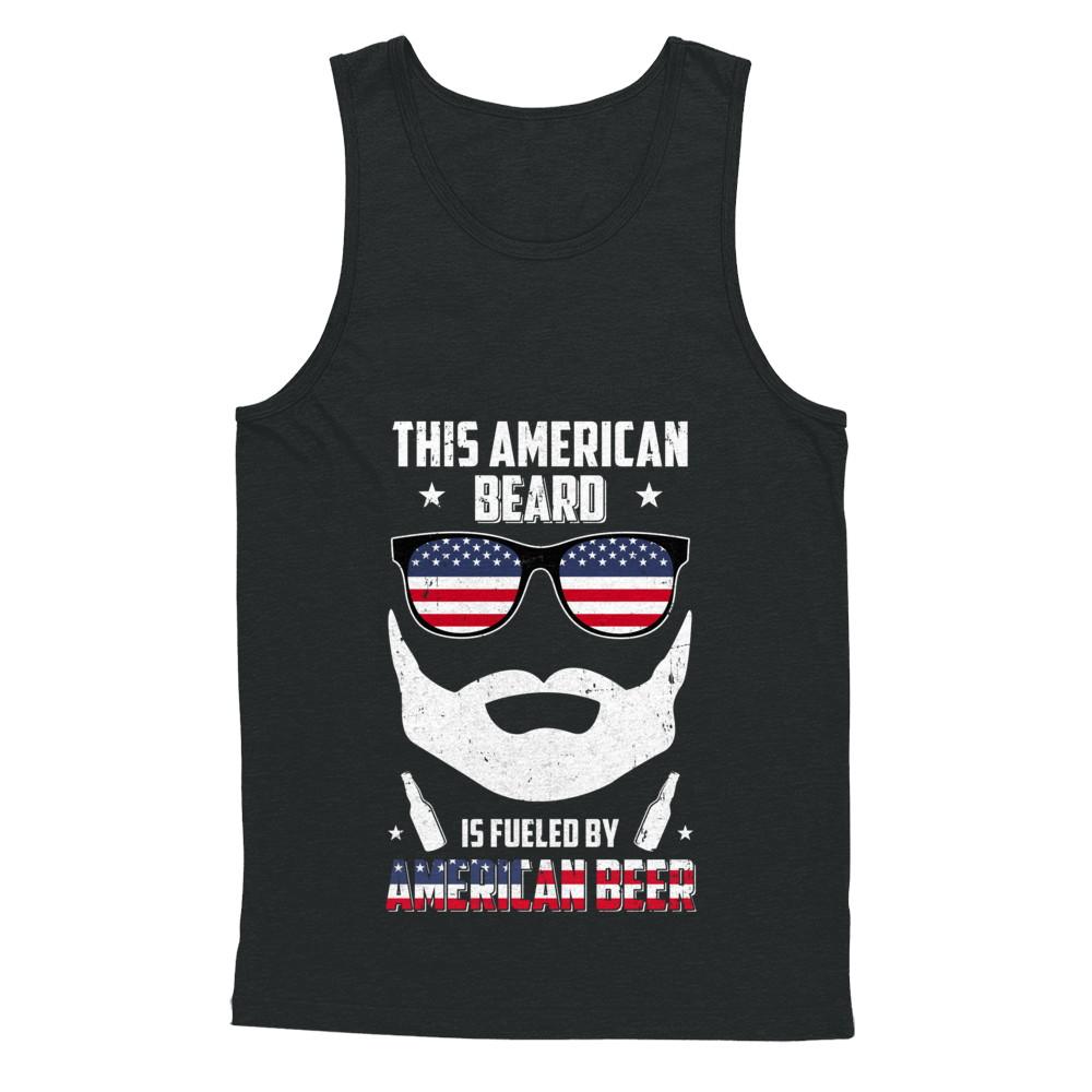 This American Beard Is Fueled By American Beer-T-Shirt & Hoodie-Unisex Tank-Black