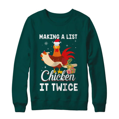 Chicken It Twice Funny Chicken Christmas-T-Shirt & Sweatshirt-Crewneck Sweatshirt-Deep Forest