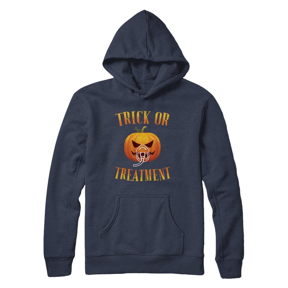 Trick Or Treatment Respiratory Therapist Nurse Halloween-T-Shirt & Hoodie-Pullover Hoodie-Navy