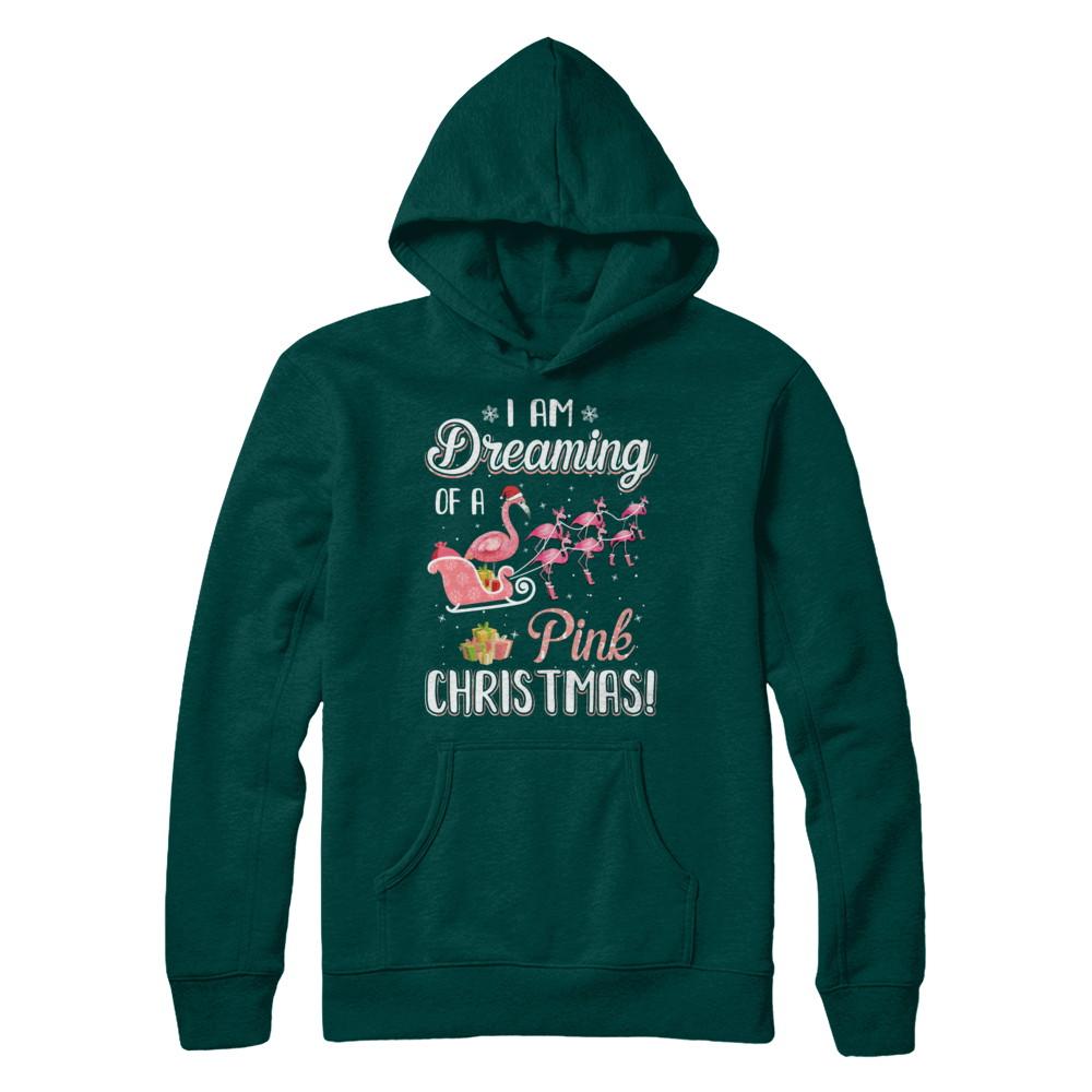 I Am Dreaming Of A Pink Christmas Funny Flamingo-T-Shirt & Sweatshirt-Pullover Hoodie-Deep Forest