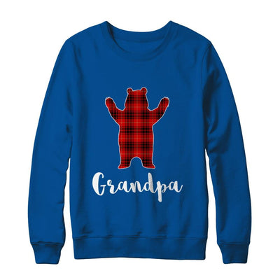 Red Grandpa Bear Buffalo Plaid Family Christmas Pajamas-T-Shirt & Sweatshirt-Crewneck Sweatshirt-Deep Royal