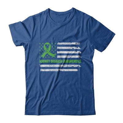 Green Ribbon Kidney Disease Awareness US Flag-T-Shirt & Hoodie-Classic T-Shirt-Royal