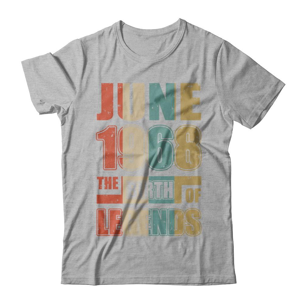 Vintage Retro June 1968 Birth Of Legends 53th Birthday-T-Shirt & Hoodie-Premium T-Shirt-Heather Gray