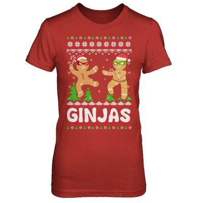 Ginjas Gingerbread Ninjas Funny Ugly Christmas Sweater-T-Shirt & Sweatshirt-Women's T-Shirt-Red