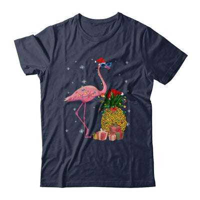 Santa Flamingo Hawaiian Pineapple Christmas Gifts-T-Shirt & Sweatshirt-Classic T-Shirt-Navy