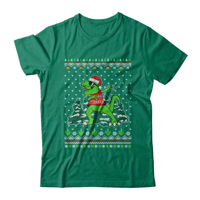 Funny Dab Dabbing Dinosaur Ugly Christmas Sweater Xmas-T-Shirt & Sweatshirt-Classic T-Shirt-Kelly Green