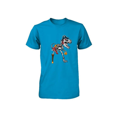 Dinosaurs T-Rex Skeleton Pirate Halloween Saurus For Kids Youth-Youth Shirt-
