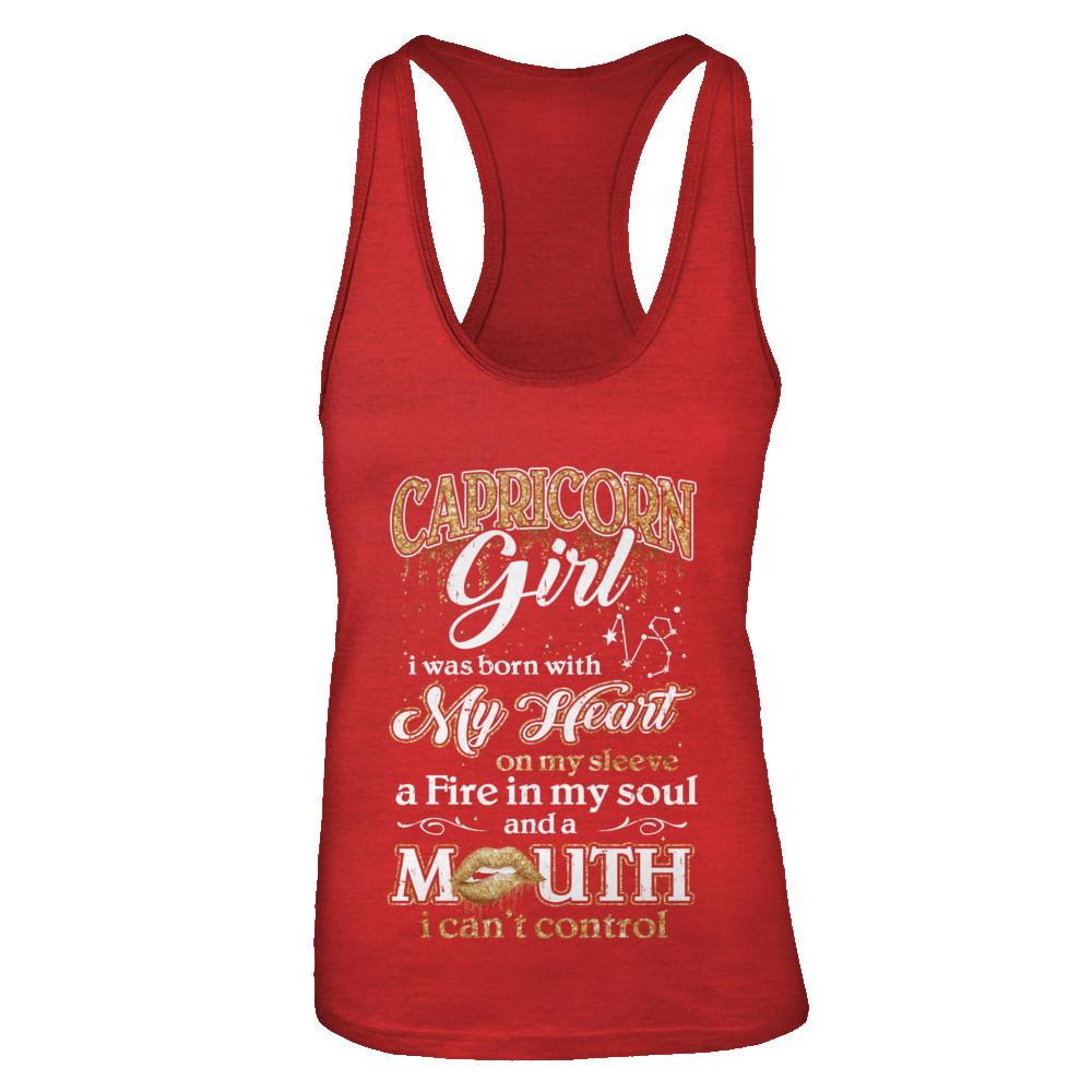 I'm A Capricorn Girl Lipstick December January Funny Zodiac Birthday-T-Shirt & Tank Top-Women's Ideal Racerback Tank-Red