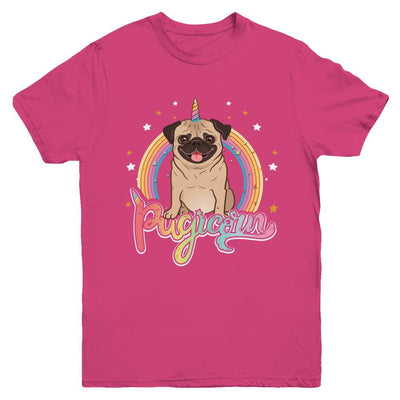 Rainbow Pugicorn Pug Unicorn For Kids Youth-Youth Shirt-Youth T-Shirt-Heliconia