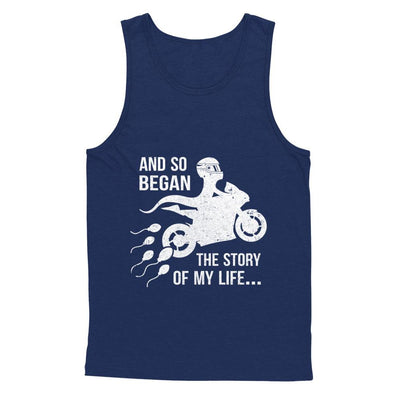 And So Began The Story Of My Life Motorcycle-T-Shirt & Hoodie-Unisex Tank-Navy