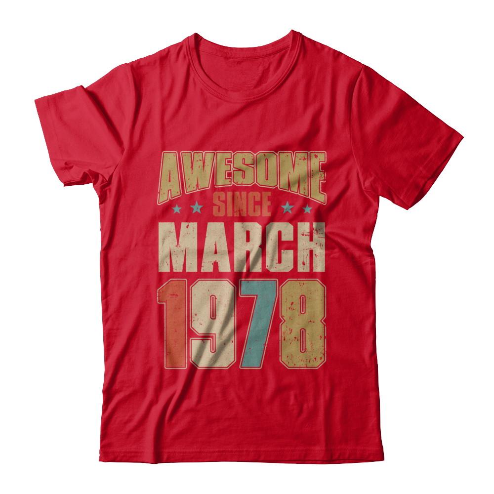 Vintage Retro Awesome Since March 1978 43th Birthday-T-Shirt & Hoodie-Premium T-Shirt-Red