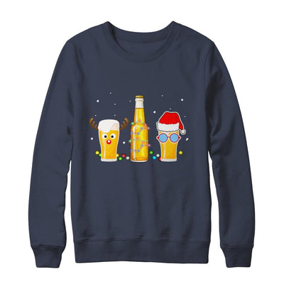 Xmas Merry Christmas Drinking Beer Gift-T-Shirt & Sweatshirt-Crewneck Sweatshirt-Navy