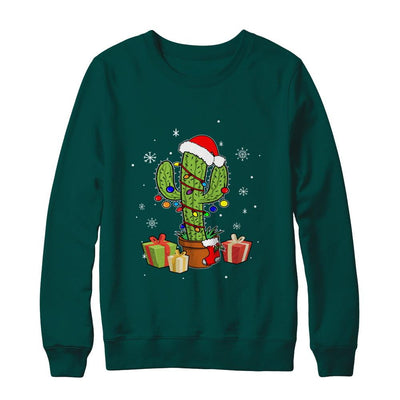 Merry Christmas Succulent Plants Christmas Cactus-T-Shirt & Sweatshirt-Crewneck Sweatshirt-Deep Forest