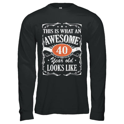 Vintage This Is What An Awesome 40 Year Old 1981 Birthday-T-Shirt & Hoodie-Long Sleeve T-Shirt-Black