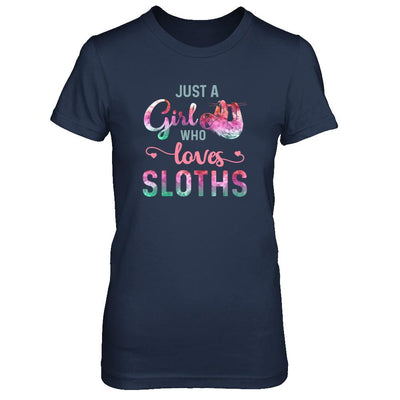 Just A Girl Who Loves Sloths Sloth Lover-T-Shirt & Tank Top-Women's T-Shirt-Navy