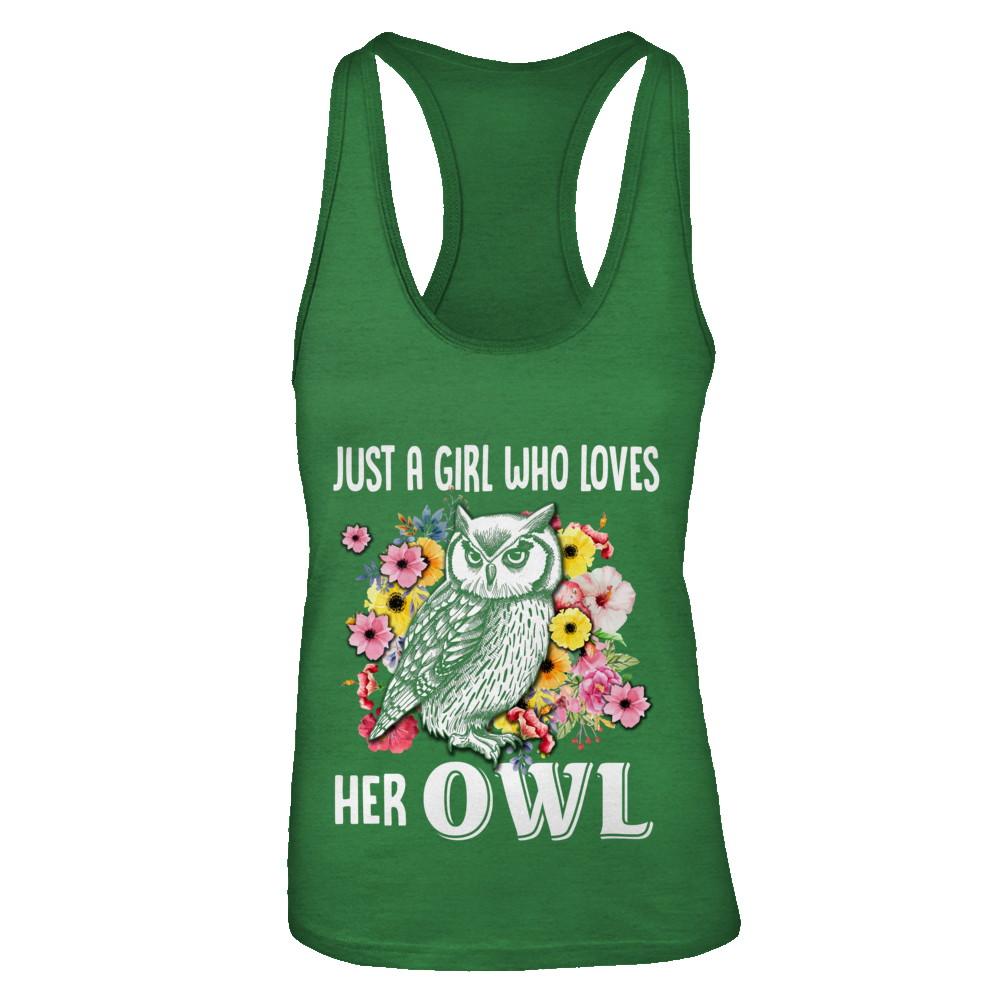 Just A Girl Who Loves Her Owl-T-Shirt & Tank Top-Women's Ideal Racerback Tank-Kelly Green