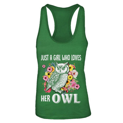 Just A Girl Who Loves Her Owl-T-Shirt & Tank Top-Women's Ideal Racerback Tank-Kelly Green