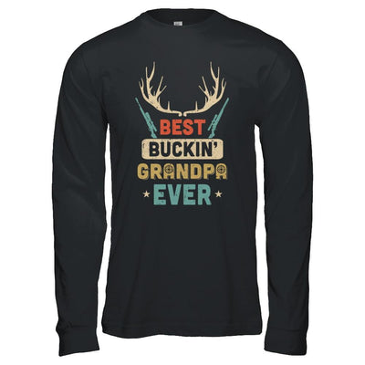 Vintage Best Buckin' Grandpa Ever Deer Hunting-T-Shirt & Hoodie-Long Sleeve T-Shirt-Black