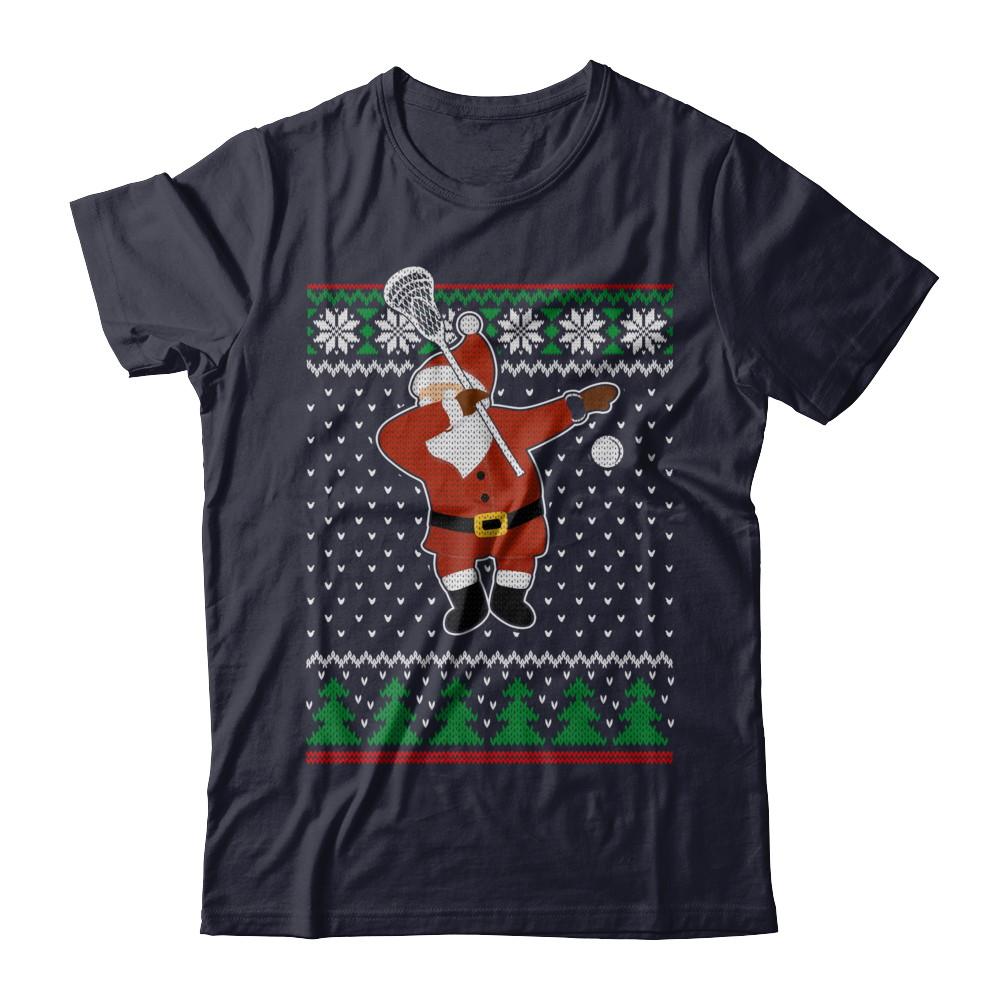 Dabbing Santa Lacrosse Ugly Sweater Christmas-T-Shirt & Sweatshirt-Premium T-Shirt-Midnight Navy