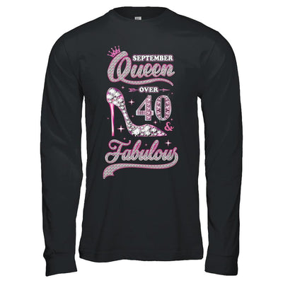 September Queen 40 And Fabulous 1981 40th Years Old Birthday-T-Shirt & Hoodie-Long Sleeve T-Shirt-Black
