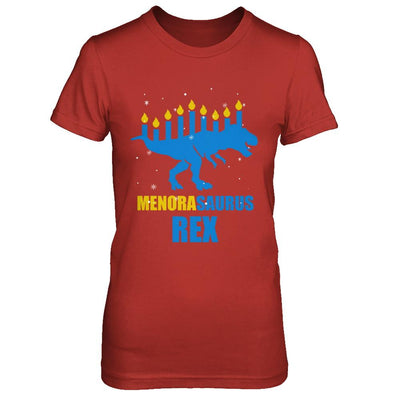 Hanukkah Dinosaur Tyrannosaurus Rex Menorah Menorasaurus-T-Shirt & Sweatshirt-Women's T-Shirt-Red