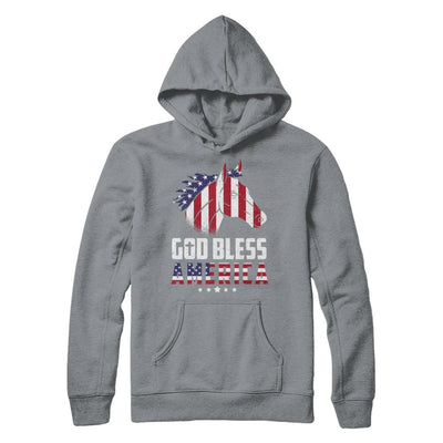 God Bless America Horse American Flag 4Th Of July-T-Shirt & Hoodie-Pullover Hoodie-Light Steel