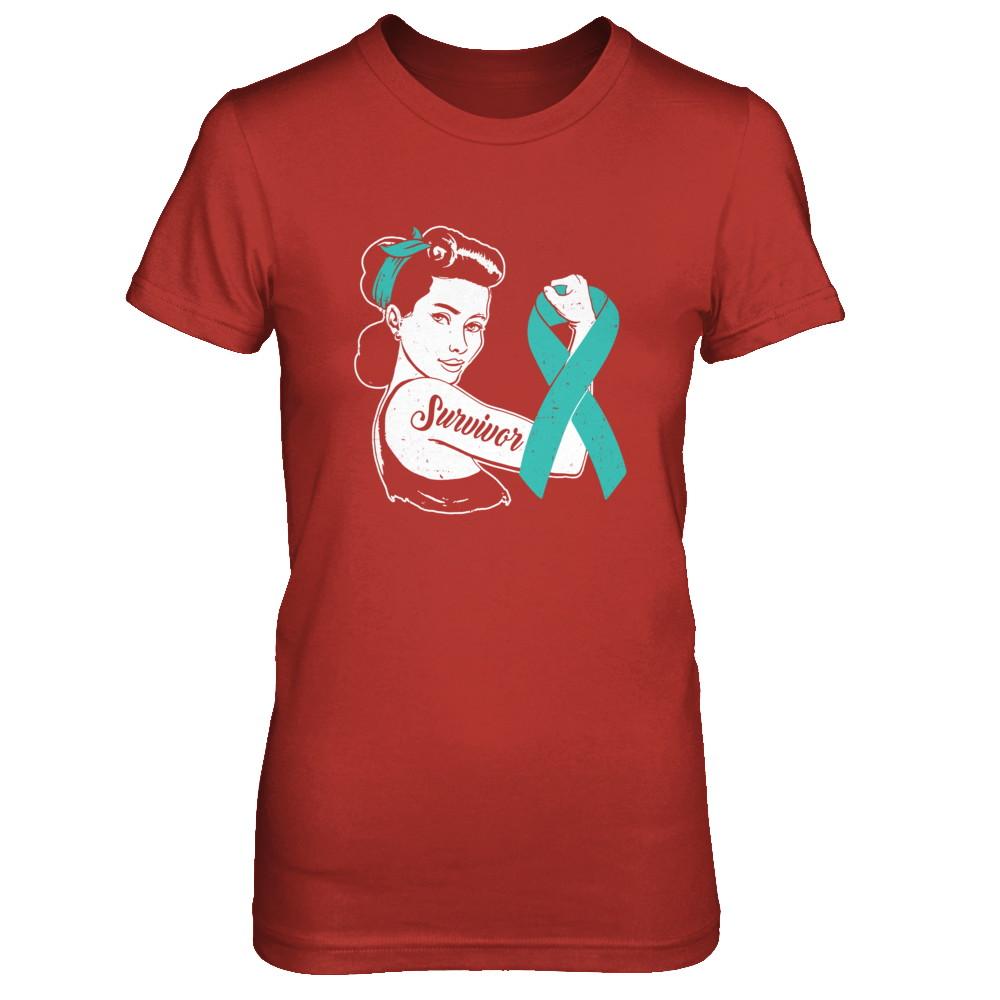 We Can Cure It Ovarian Cancer Teal Awareness Survivor-T-Shirt & Hoodie-Women's T-Shirt-Red