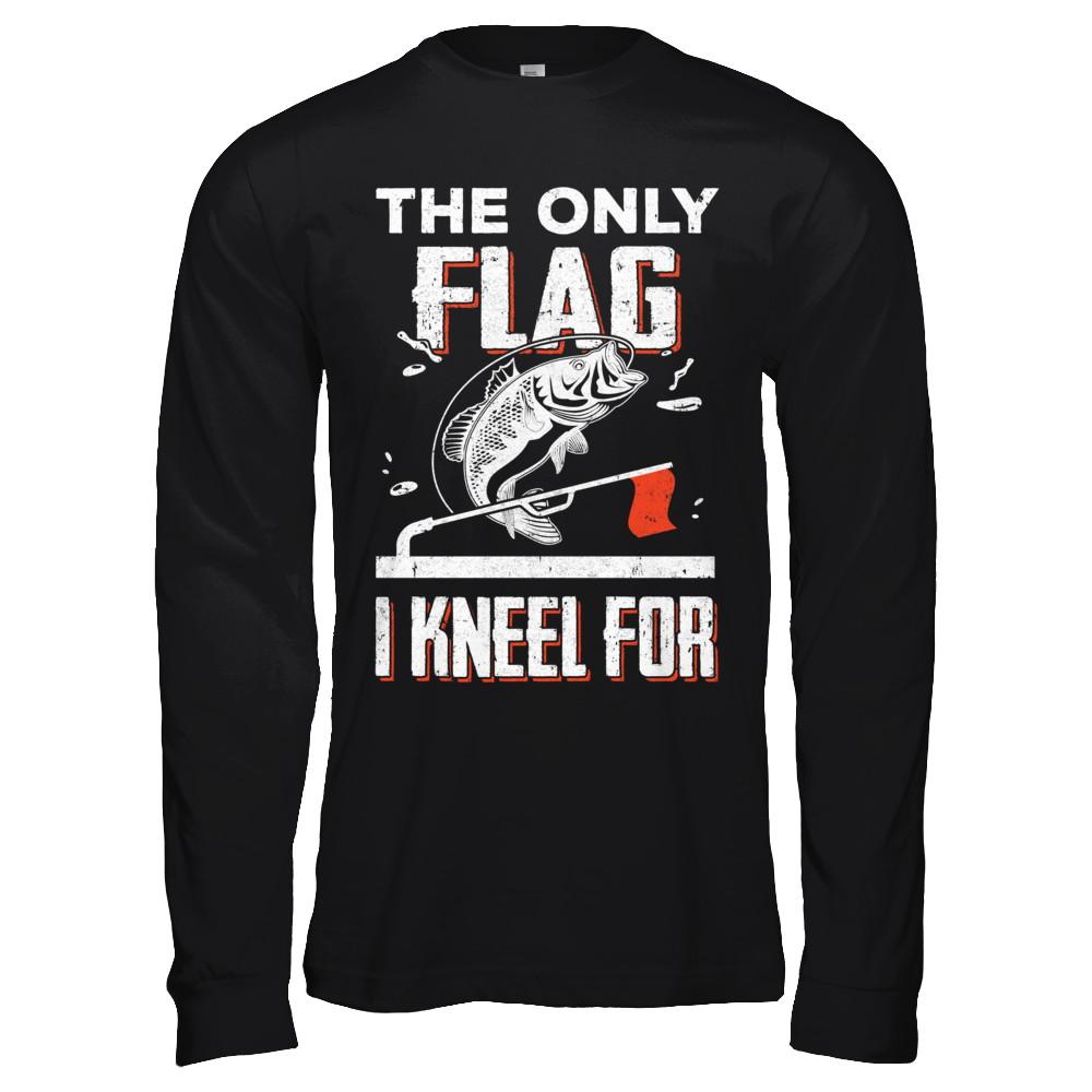 The Only Flag I Kneel For Wahoo ono Fish Fishing-T-Shirt & Hoodie-Long Sleeve T-Shirt-Black