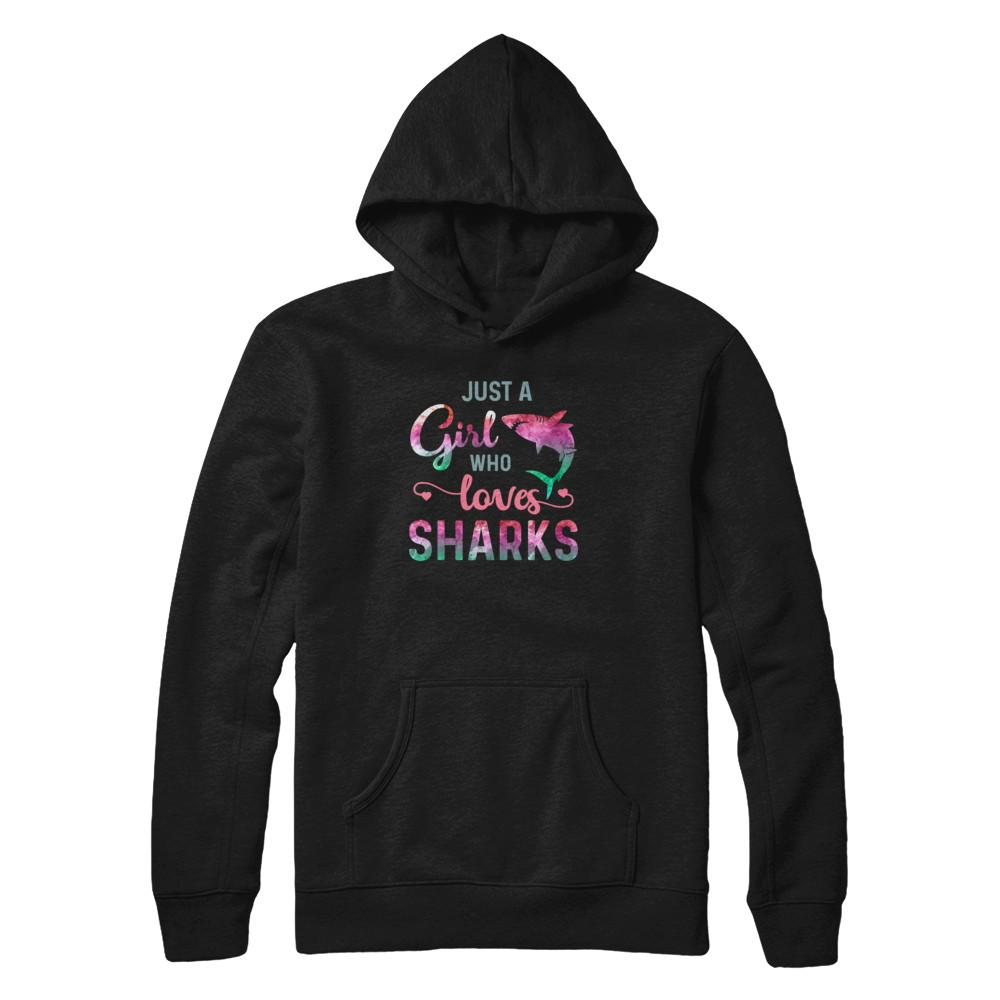 Just A Girl Who Loves Sharks Shark Lover-T-Shirt & Tank Top-Pullover Hoodie-Black