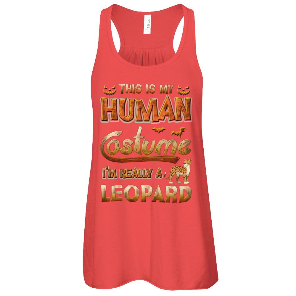 Leopard Halloween My Human Costume I'm Really A Leopard-T-Shirt & Tank Top-Women's Flowy Racerback Tank-Red