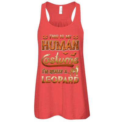 Leopard Halloween My Human Costume I'm Really A Leopard-T-Shirt & Tank Top-Women's Flowy Racerback Tank-Red