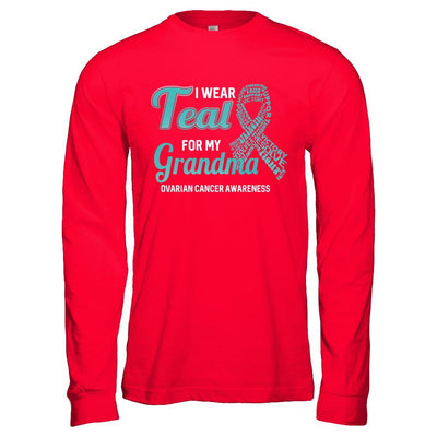 I Wear Teal For My Grandma Ovarian Cancer Awareness-T-Shirt & Hoodie-Long Sleeve T-Shirt-Red