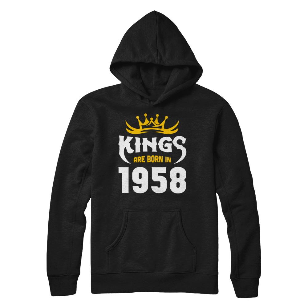 Kings Are Born In 1958 Birthday Gift-T-Shirt & Hoodie-Pullover Hoodie-Black