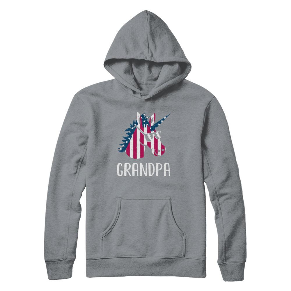 Patriotic Grandpa Unicorn Americorn 4Th Of July-T-Shirt & Hoodie-Pullover Hoodie-Light Steel