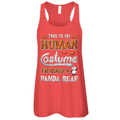 Panda Halloween My Human Costume I'm Really A Panda-T-Shirt & Tank Top-Women's Flowy Racerback Tank-Red