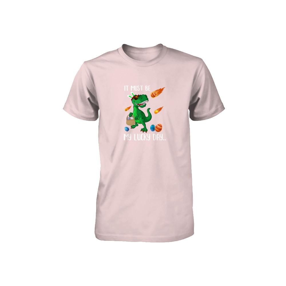 Funny Easter Bunny Dinosaur It Must Be My Lucky Day Youth-Youth Shirt-Toddler T-Shirt-Pink