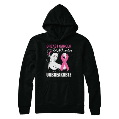 Breast Cancer Warrior Unbreakable Breast Cancer Awareness-T-Shirt & Hoodie-Pullover Hoodie-Black