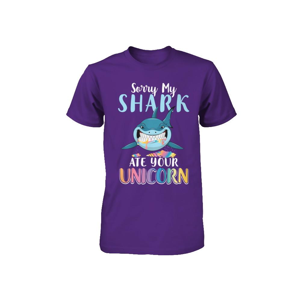 Sorry My Shark Ate Your Unicorn Funny Shark Youth-Youth Shirt-