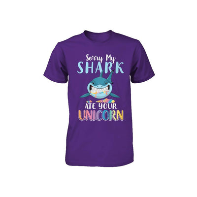 Sorry My Shark Ate Your Unicorn Funny Shark Youth-Youth Shirt-