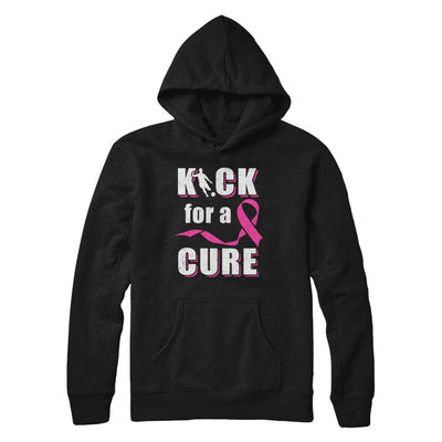 Kick For A Cure Soccer Pink Breast Cancer Awareness-T-Shirt & Hoodie-Pullover Hoodie-Black