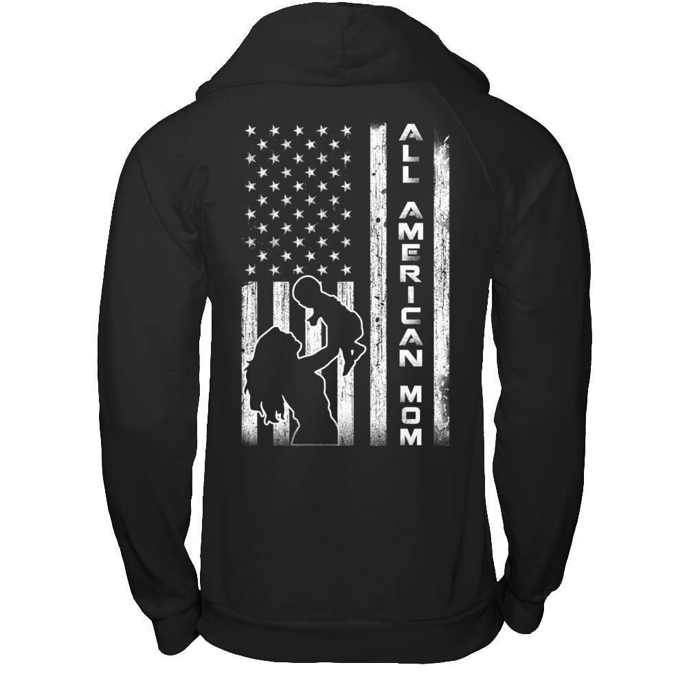 All American Mom Flag-T-Shirt & Hoodie-Pullover Hoodie-Black